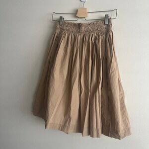 Apiece Apart Beige Smocked-Waist Midi Skirt